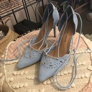 [No longer available] blue, lace-up heels